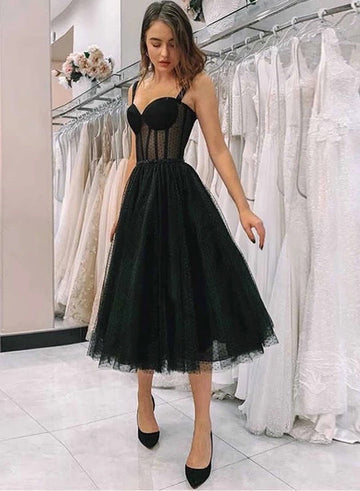 Simple Black Tulle Sweetheart Short Prom Dress, Party Dress HZ1023